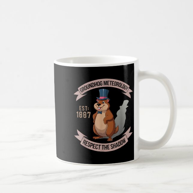 Groundhog Funny Uni Adults Kids Black Short Sleeve Coffee Mug (Right)