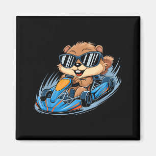 Groundhog Go-kart Racing Happy Groundhog Day Boys Magnet