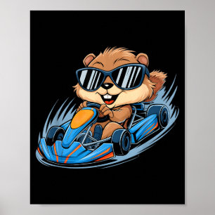 Groundhog Go-kart Racing Happy Groundhog Day Boys Poster