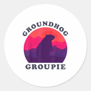 Groundhog Groupie Retro Vintage 60s 70s 80s Men Wo Classic Round Sticker