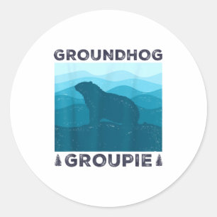 Groundhog Groupie Retro Vintage 60s 70s 80s Men Wo Classic Round Sticker