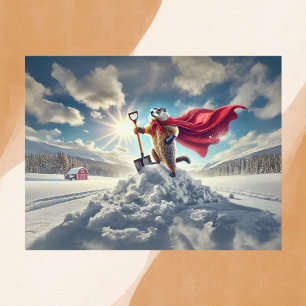 Groundhog Hero of Winter Postcard