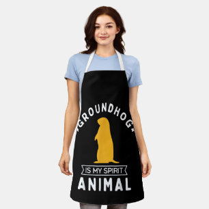 Groundhog is my Spirit Animal Funny Woodchuck Apron