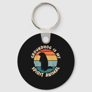 Groundhog Is My Spirit Animal Funny Woodchuck Grou Key Ring