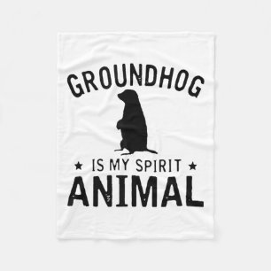 Groundhog Is My Spirit Animal - Funny Woodchuck Ta Fleece Blanket
