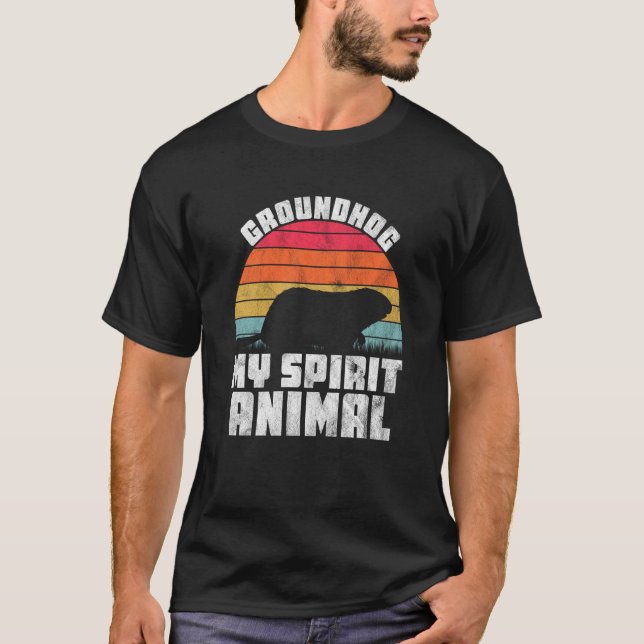 Groundhog Is My Spirit Animal Retro Groundhog Day  T-Shirt (Front)