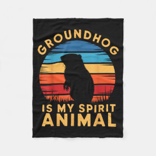 Groundhog Is My Spirit Animal Woodchuck Groundhog Fleece Blanket