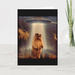 Groundhog Lover Groundhog Screaming Ufo Meme Funny Card
