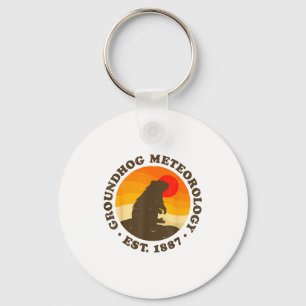 Groundhog Meteorology Est 1887 Men Woodchuck Retro Key Ring