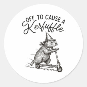 Groundhog On Scooter Mental Health Off To Cause A Classic Round Sticker