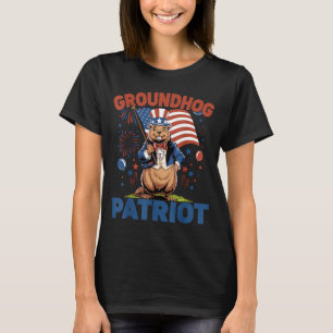 Groundhog Patriot American Flag 4th Of July Celebr T-Shirt