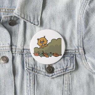Groundhog Peeking Through Autumn Bushes 7.5 Cm Round Badge