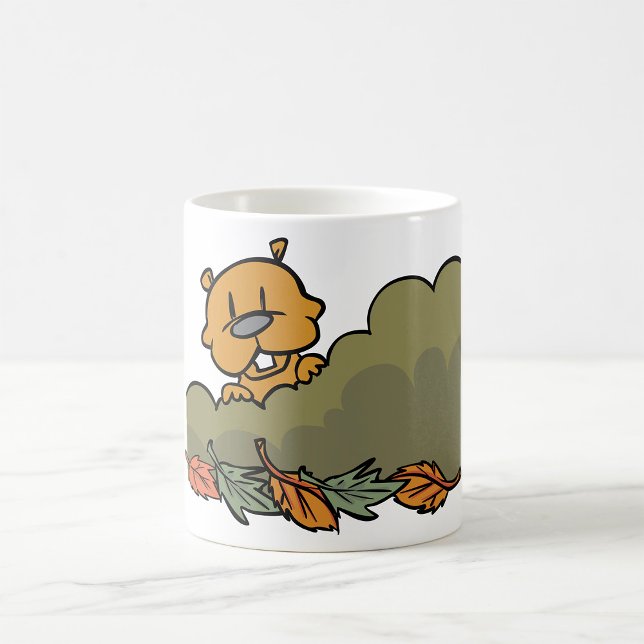 Groundhog Peeking Through Autumn Bushes  Coffee Mug (Creator Uploaded)