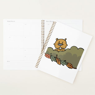 Groundhog Peeking Through Autumn Bushes Planner