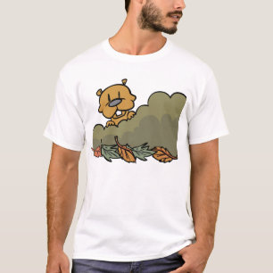 Groundhog Peeking Through Autumn Bushes  T-Shirt