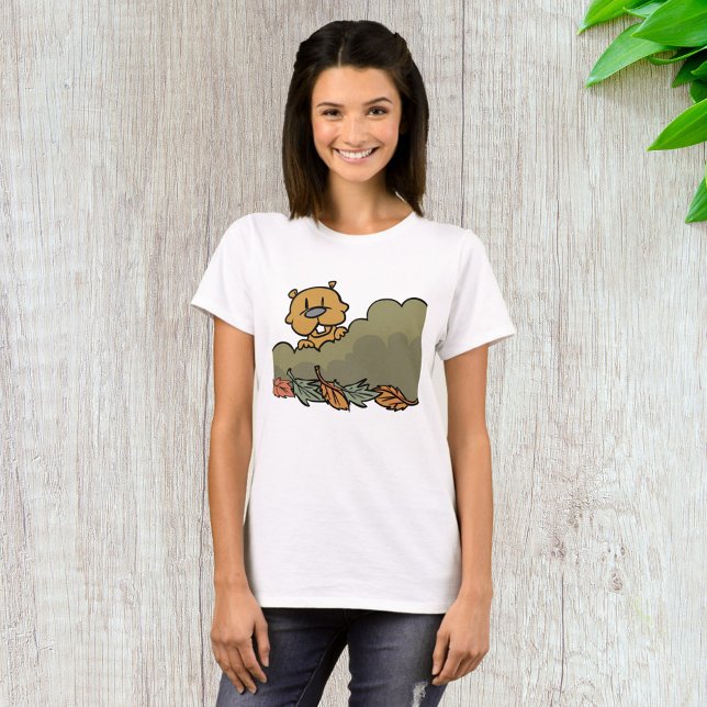 Groundhog Peeking Through Autumn Bushes  T-Shirt (Creator Uploaded)