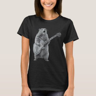 Groundhog Playing Guitar Rock Happy Groundhog Day T-Shirt