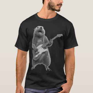 Groundhog Playing Guitar Rock Star Happy Groundhog T-Shirt