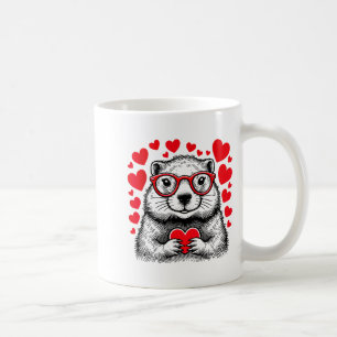Groundhog Red Heart Shape Valentines Day Animal Lo Coffee Mug