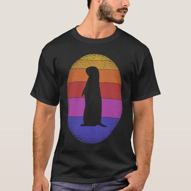 Groundhog Retro Sunset Colors Silhouette  Style Vi T-Shirt (Front)