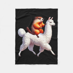 Groundhog Riding Llama Costume Family Kids Toddler Fleece Blanket