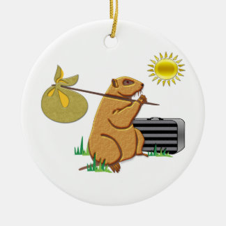 Groundhog Runs Away Ceramic Tree Decoration