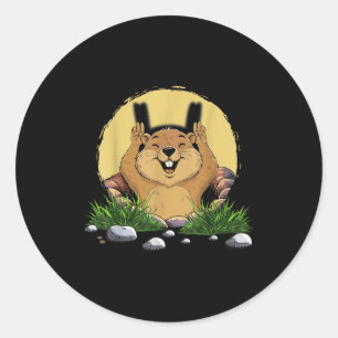 Groundhog Shadow Cute Puppet Funny Groundhog Day Classic Round Sticker