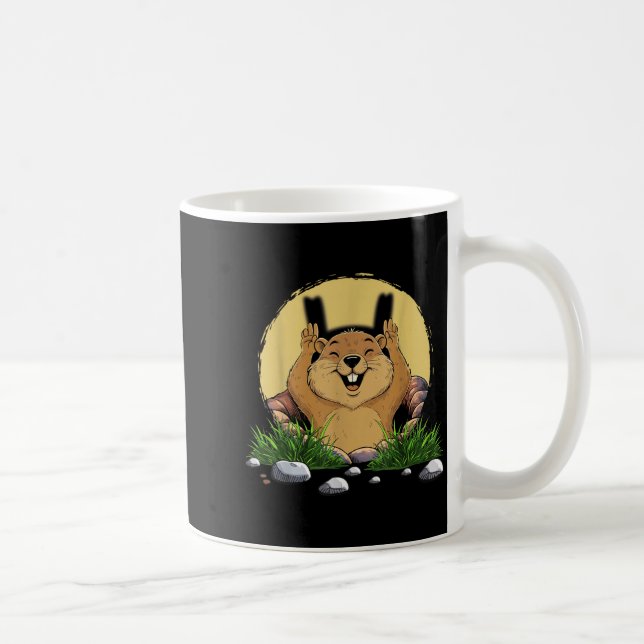 Groundhog Shadow Cute Puppet Funny Groundhog Day  Coffee Mug (Right)
