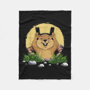 Groundhog Shadow Cute Puppet Funny Groundhog Day Fleece Blanket