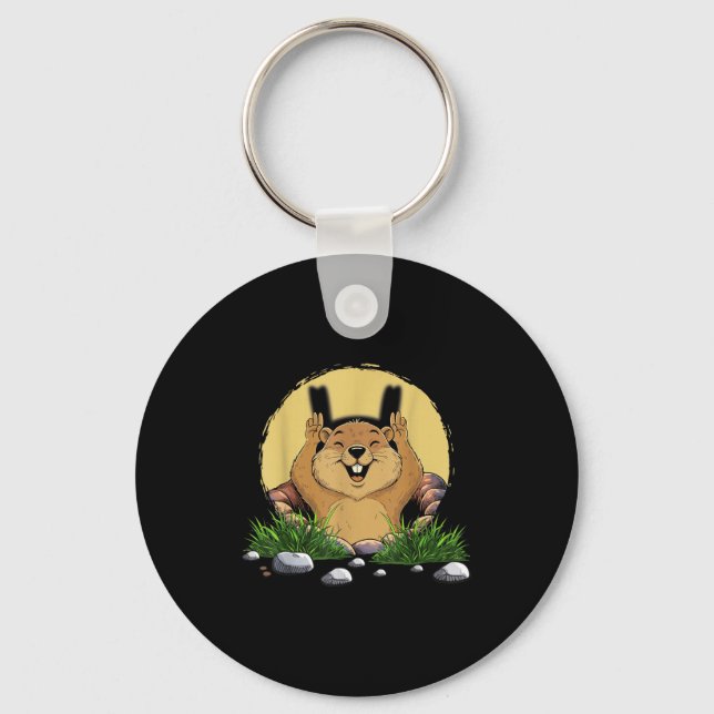 Groundhog Shadow Cute Puppet Funny Groundhog Day  Key Ring (Front)
