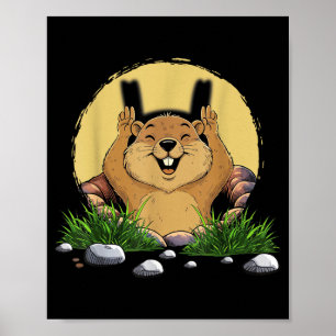 Groundhog Shadow Cute Puppet Funny Groundhog Day Poster