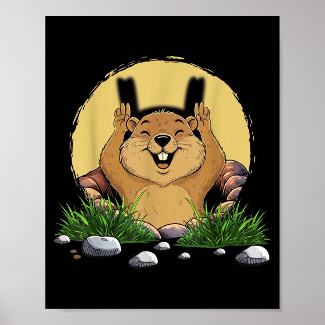 Groundhog Shadow Cute Puppet Funny Groundhog Day  Poster (Front)