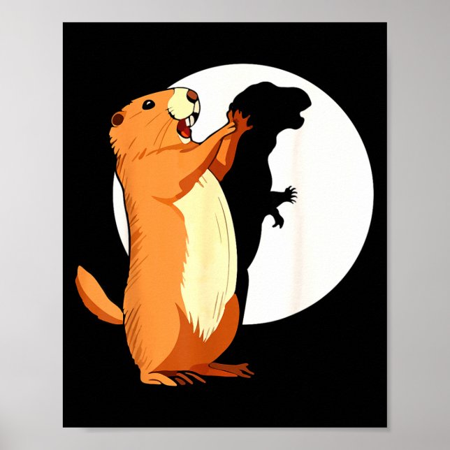 Groundhog Shadow Dinosaur Funny Puppet Happy Groun Poster (Front)