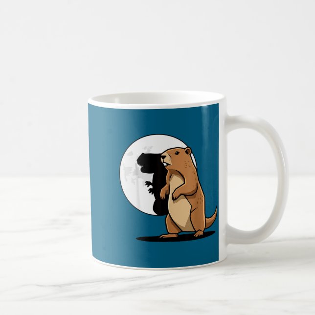 Groundhog Shadow Dinosaur Puppet Happy Groundhog D Coffee Mug (Right)