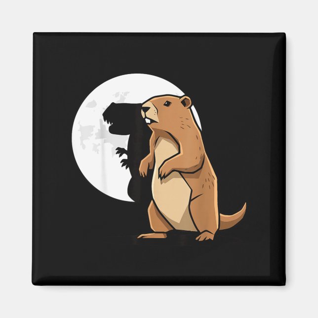 Groundhog Shadow Dinosaur Puppet Happy Groundhog D Magnet (Front)