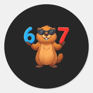 Groundhog Six Seven Drip 67 Meme Funny 6-7 Groundh Classic Round Sticker