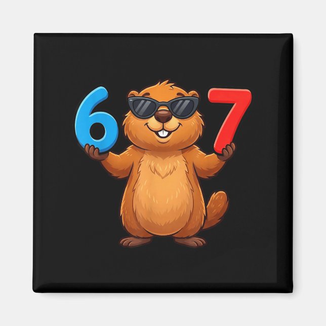 Groundhog Six Seven Drip 67 Meme Funny 6-7 Groundh Magnet (Front)