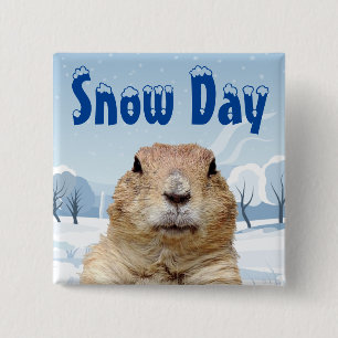 Groundhog Snow Day 15 Cm Square Badge