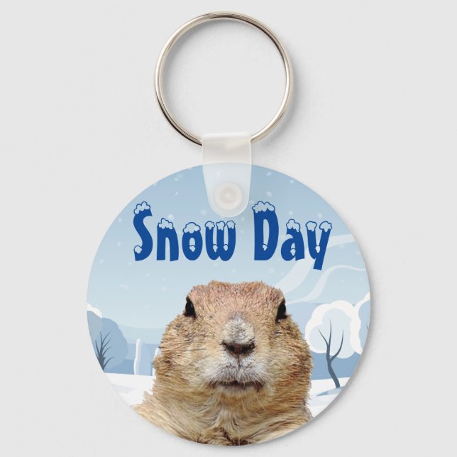 Groundhog Snow Day Key Ring (Front)