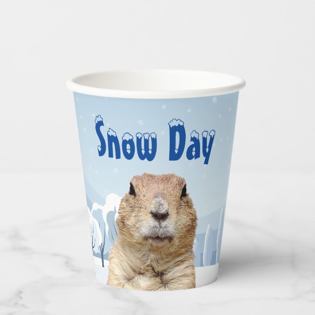 Groundhog Snow Day Paper Cups (Front)