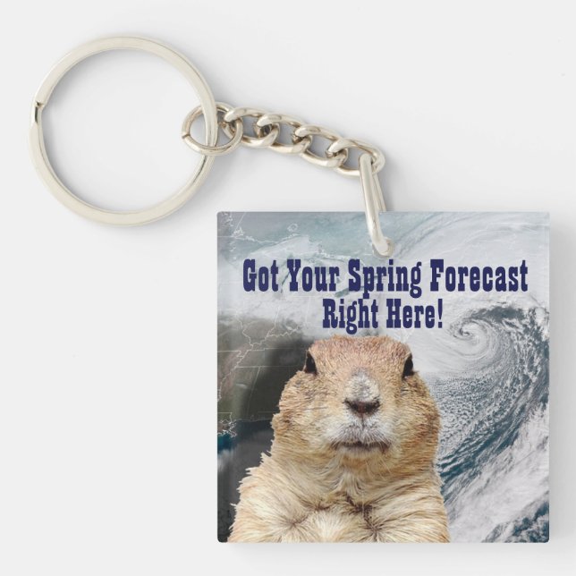 Groundhog Spring Forecast Key Ring (Front)