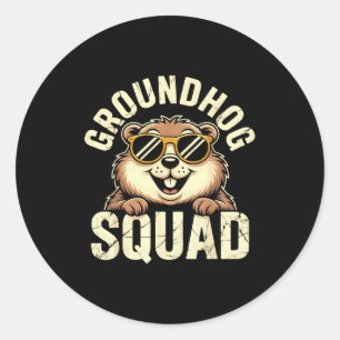 Groundhog Squad 2026 Happy Groundhog Day Sungles _ Classic Round Sticker