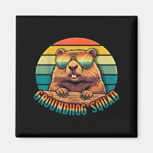 Groundhog Squad Retro Happy Groundhog Day Vintage Magnet