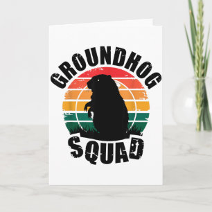 Groundhog Squad Retro Sunset Style Card