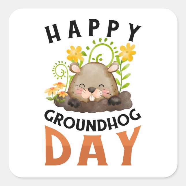 Groundhog  square sticker (Front)