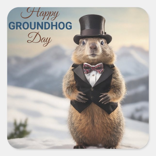 Groundhog  square sticker (Front)