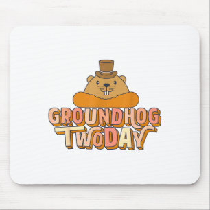 Groundhog Twoday Retro Vintage Funny Animal Pun Me Mouse Pad