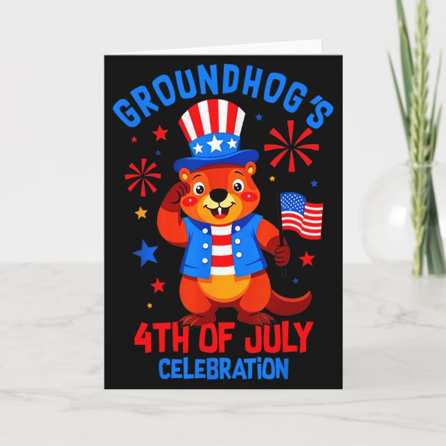 Groundhogs 4th Of July Celebration Patriotic Ameri Card (Front)