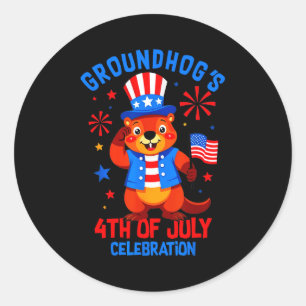 Groundhogs 4th Of July Celebration Patriotic Ameri Classic Round Sticker