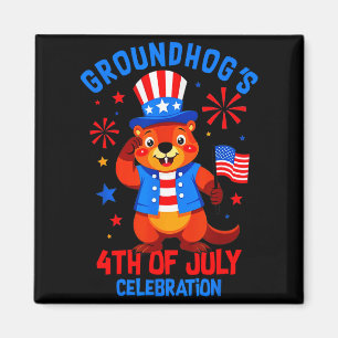 Groundhogs 4th Of July Celebration Patriotic Ameri Magnet